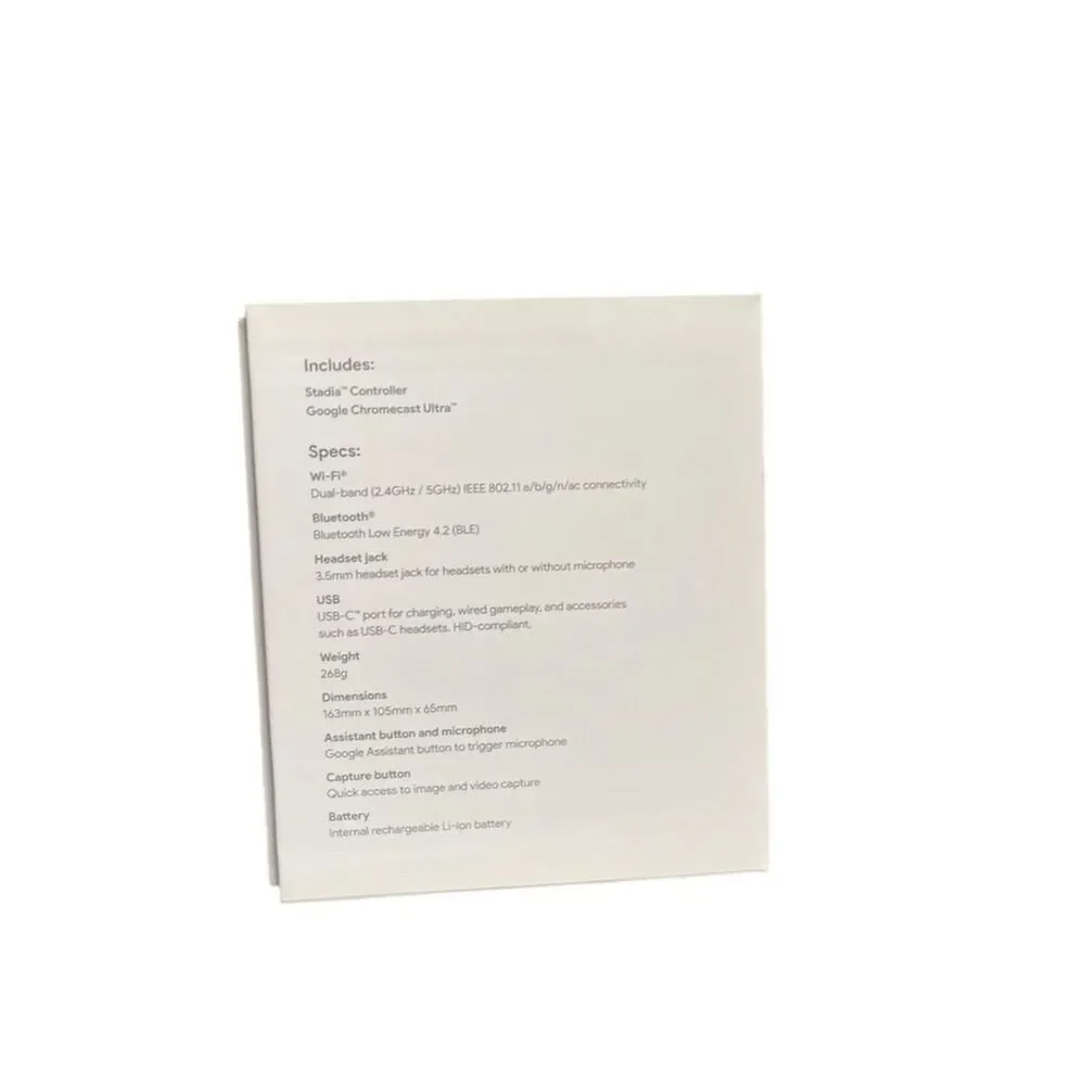 Google Stadia Premiere Edition Controller White Wi-Fi Bluetooth USB-C